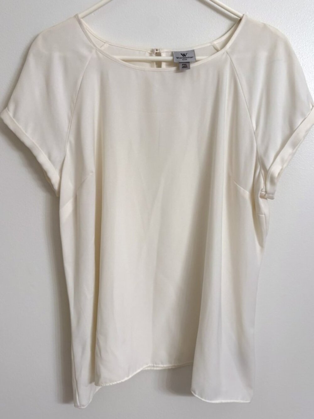 Worthington Petite Women's Cream Short Sleeve Top Blouse Size PXL